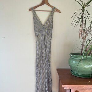 Vintage 90s Silk Silver Amanda Wakeley Long Dress - Evening bridal gown slit